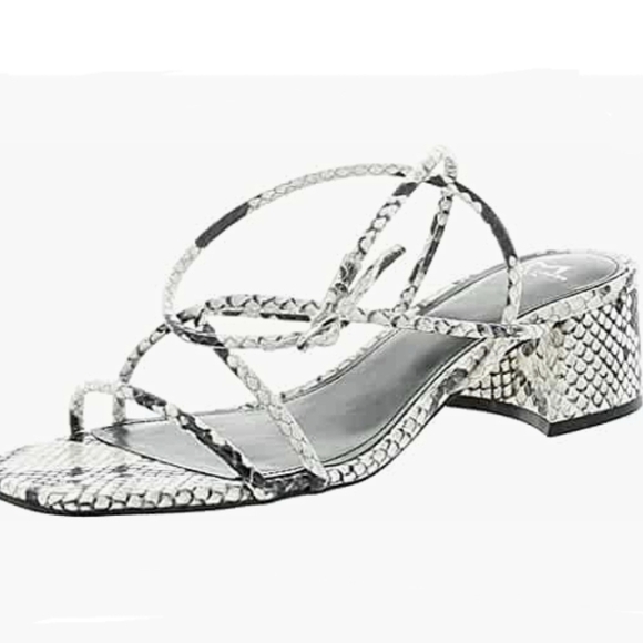 NEW Marc Fisher LTD Jared Sandal Snake Embossed Gray - Picture 1 of 6